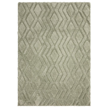 Harrison Modern Plain Hand-Carved Geometric Hi-Low Plush Soft Polyester Boho Shaggy Sage Green Rug-Asiatic Carpets-Rug Love - The Most Loved Rug Store